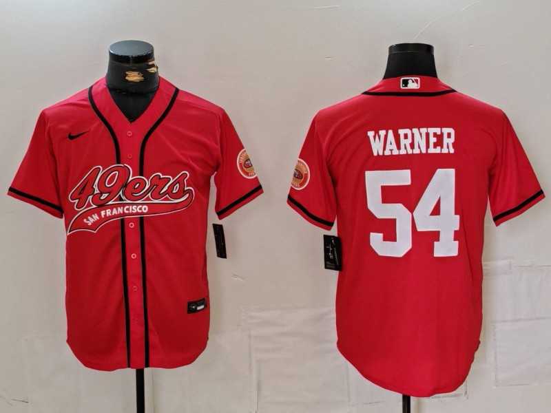 Men%27s San Francisco 49ers #54 Fred Warner Red With Patch Cool Base Stitched Baseball Jersey->san francisco 49ers->NFL Jersey